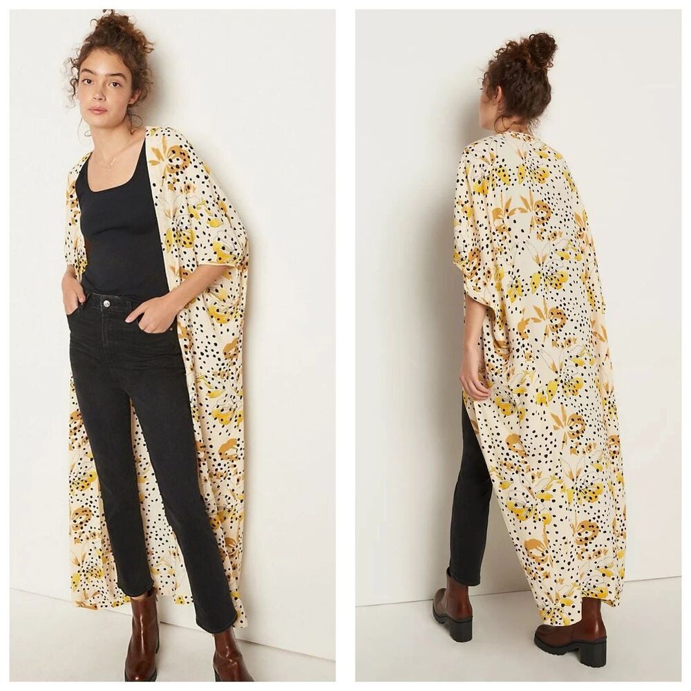 Anthropologie x Bel Kazan Sadie Duster Kimono Floral Polka Dot One Size